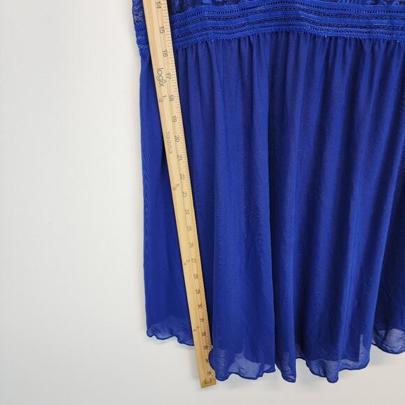 iCollection Lace Babydoll Chemise Size 3X Blue Mesh V-neck Stretch Sexy Coquette - Picture 10 of 14